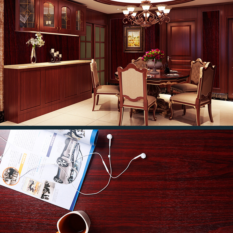 Self-adhesive wallpaper with wood-grain imitation stickers, thickened waterproof and moisture-proof clothes, cabinet tops, wooden doors, and wallpaper for refurbishing old furniture Specification drawing