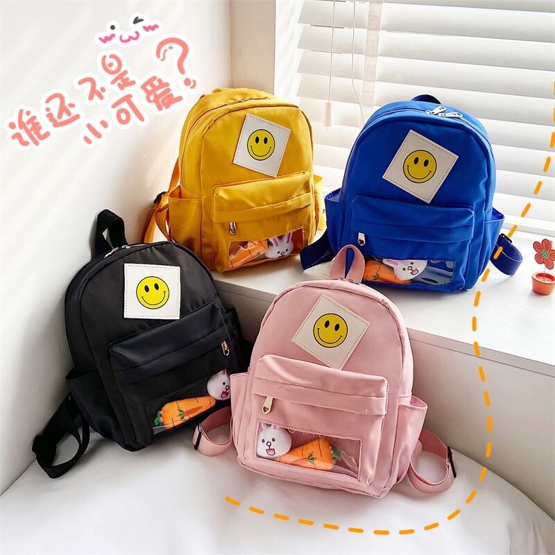 2021 New style pvc transparent window children's backpacks for kindergartens, cute cartoon backpacks for boys and girls full figure