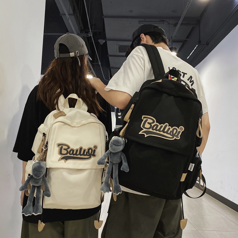 New men's Korean style Instagram large-capacity color-blocking middle school backpack, trendy college couple backpack details Picture
