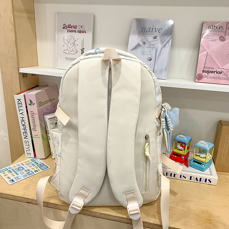 New niche design, high appearance level, Japanese-style versatile schoolbag for girls, large capacity, fresh bow, casual backpack Specification drawing