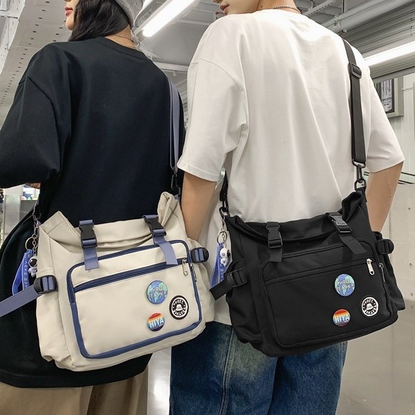 ins trendy crossbody bag for men 2024 New large-capacity student mailman bag, Korean-style workwear couple single-shoulder bag full figure
