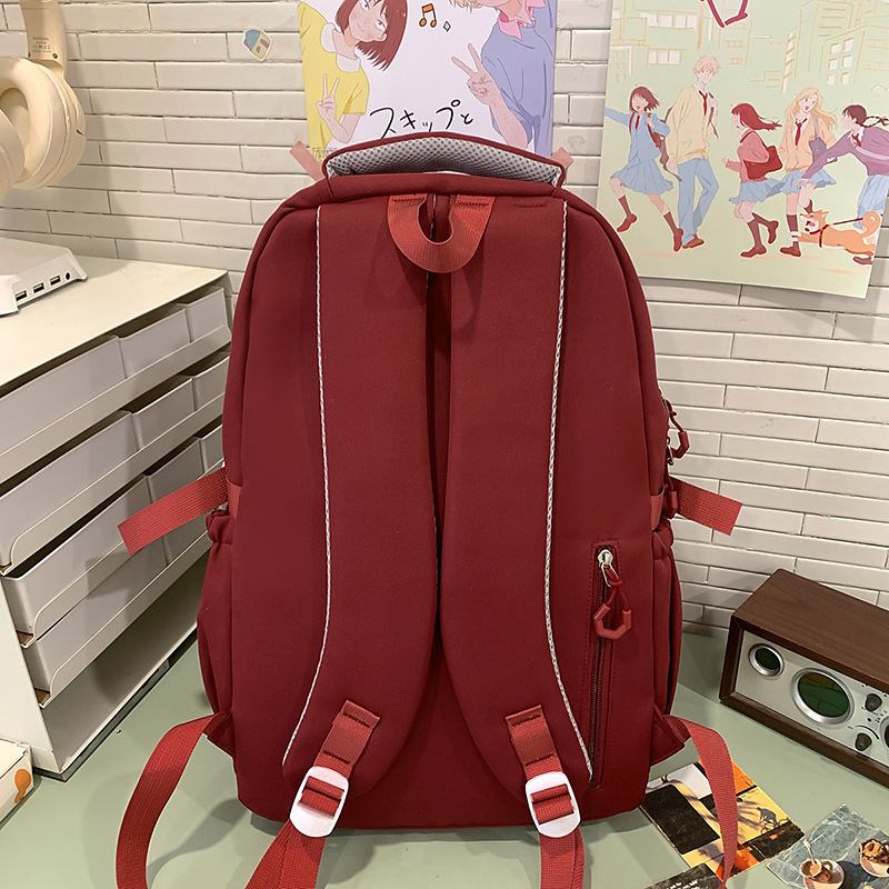 The new schoolbag for girls' high school students features a striking color contrast. It is a high-quality multi-layered backpack for primary and secondary school students Specification drawing
