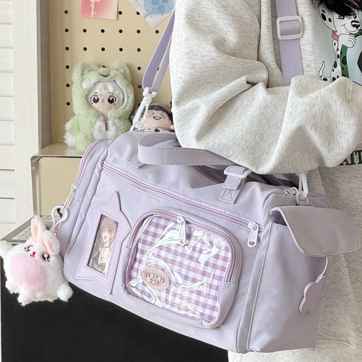 New design casual tote large-capacity bag, women's transparent commuting travel bag, pain bag, versatile single-shoulder crossbody bag full figure