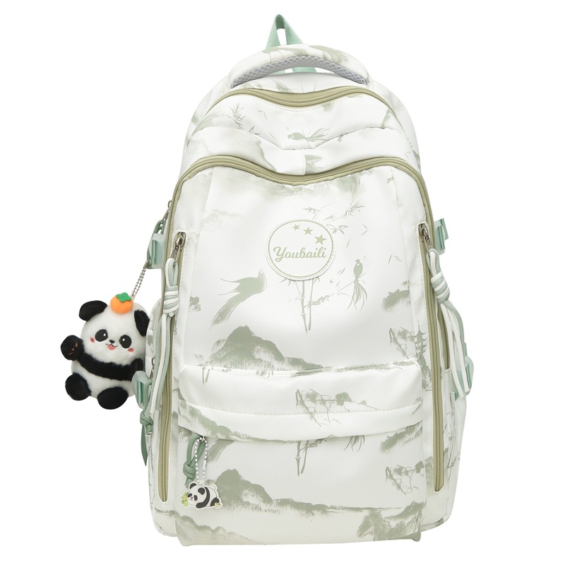 Chinese-style casual and versatile schoolbag, a light and refreshing backpack for girls, a large-capacity backpack for junior and senior high school students Item Picture