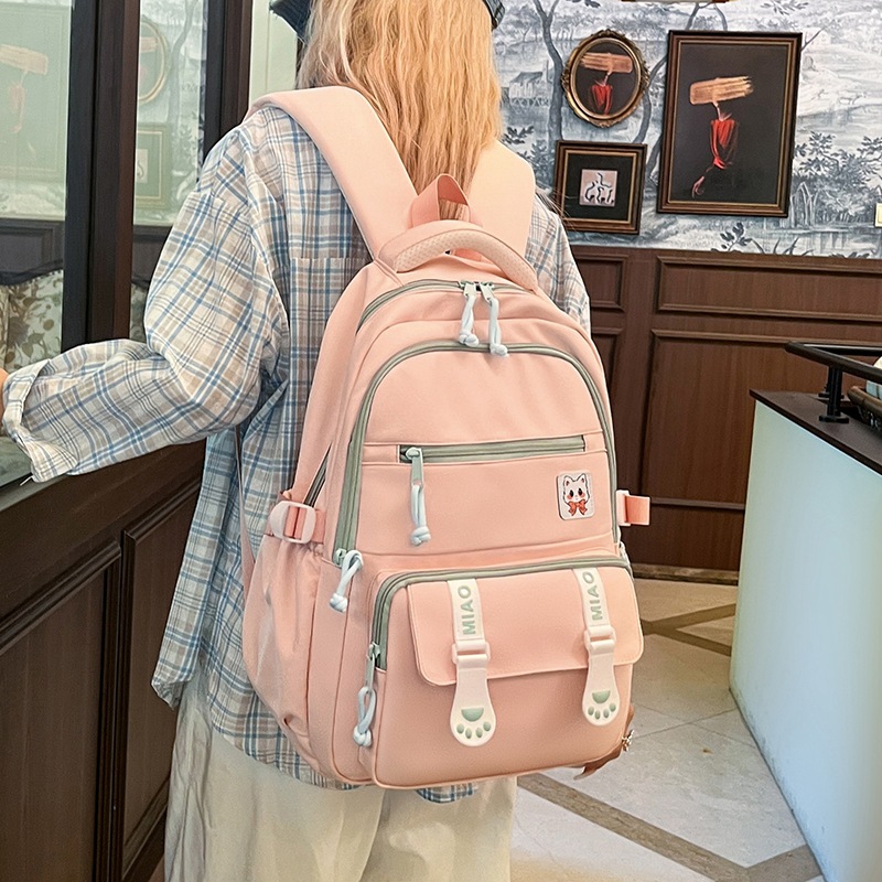 A new high-appearance-level forest-themed ins fresh and sweet candy-colored backpack for junior and senior high school students with large capacity full figure