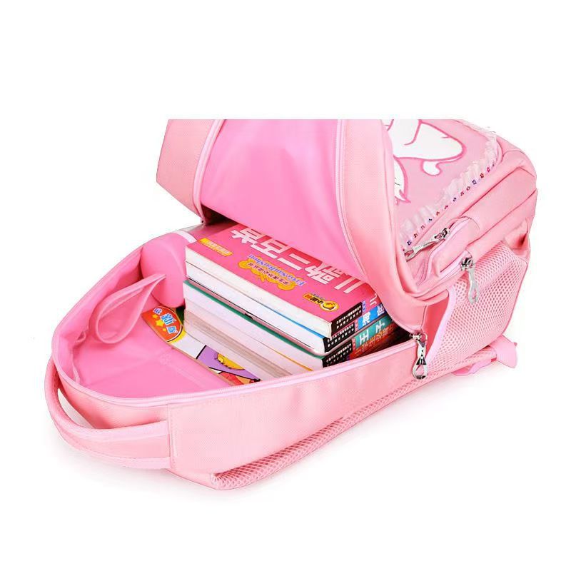 Wholesale of children's trolley schoolbags, primary school students' backpacks, large-capacity cartoon cute girls' pink water-resistant bags Application Scenario