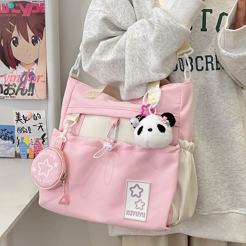 High appearance level ins forest-themed crossbody bag, sweet color contrast new primary school after-school tutoring handbag, lightweight and versatile backpack full figure