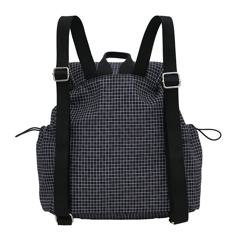 A new Korean-style fashionable checkered retro backpack, a laid-back commuting schoolbag, a versatile and lightweight single-shoulder bag for casual outings Specification drawing