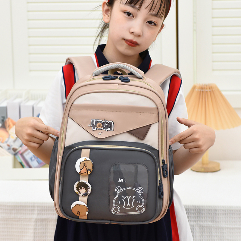 Cute schoolbag for girls, large-capacity, multi-compartment, lightweight backpack for grades one to four details Picture