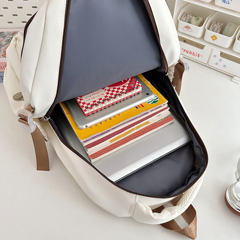 A new high-appearance-level Japanese ins fresh and sweet color-blocking tutorial bag, a lightweight and large-capacity backpack for junior and senior high school students Application Scenario
