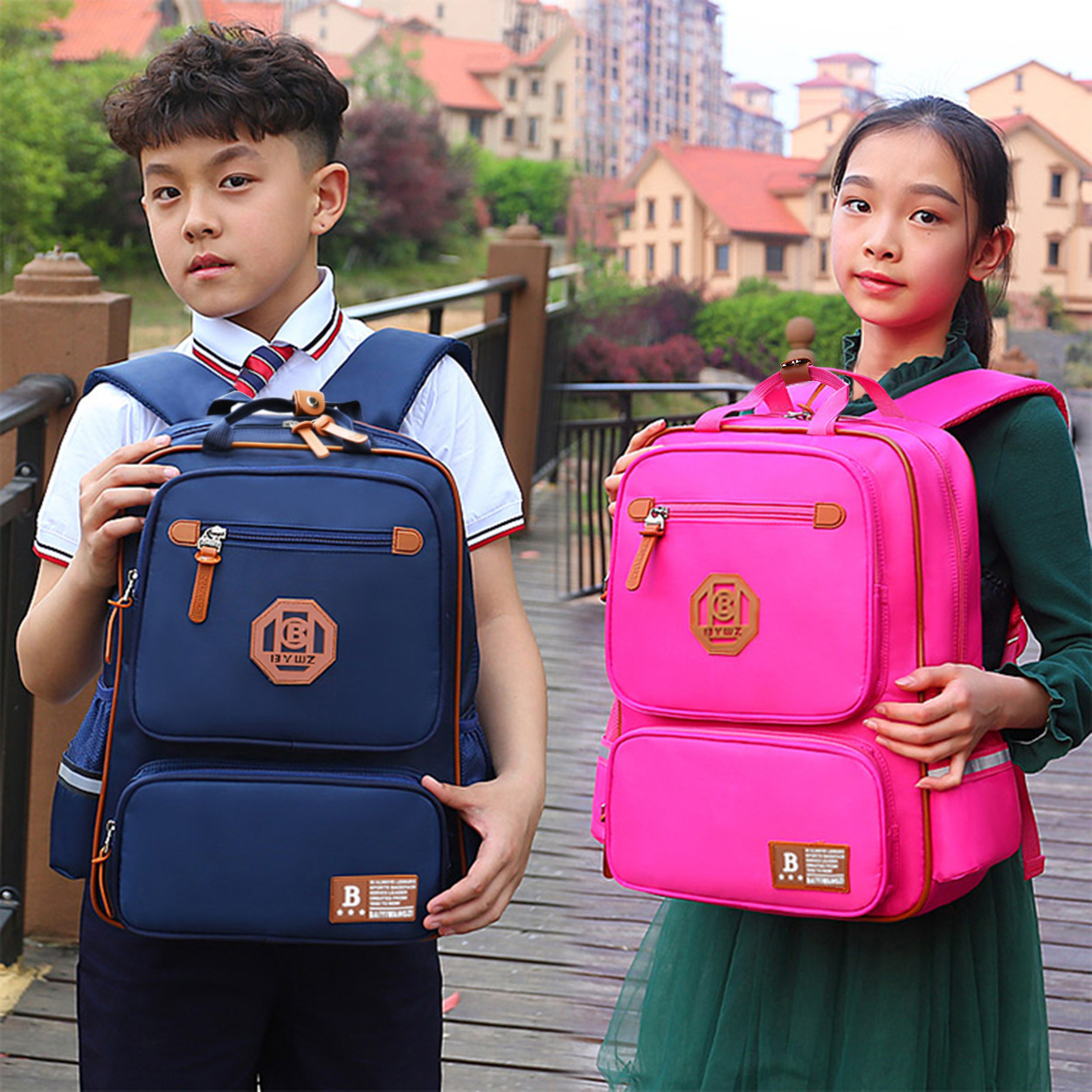 Backpack for boys and girls in primary school, Grade 13, Grade 6, Grade 6, backrest, double-shoulder, lightweight, pressure-reducing and lightening children's backpack full figure