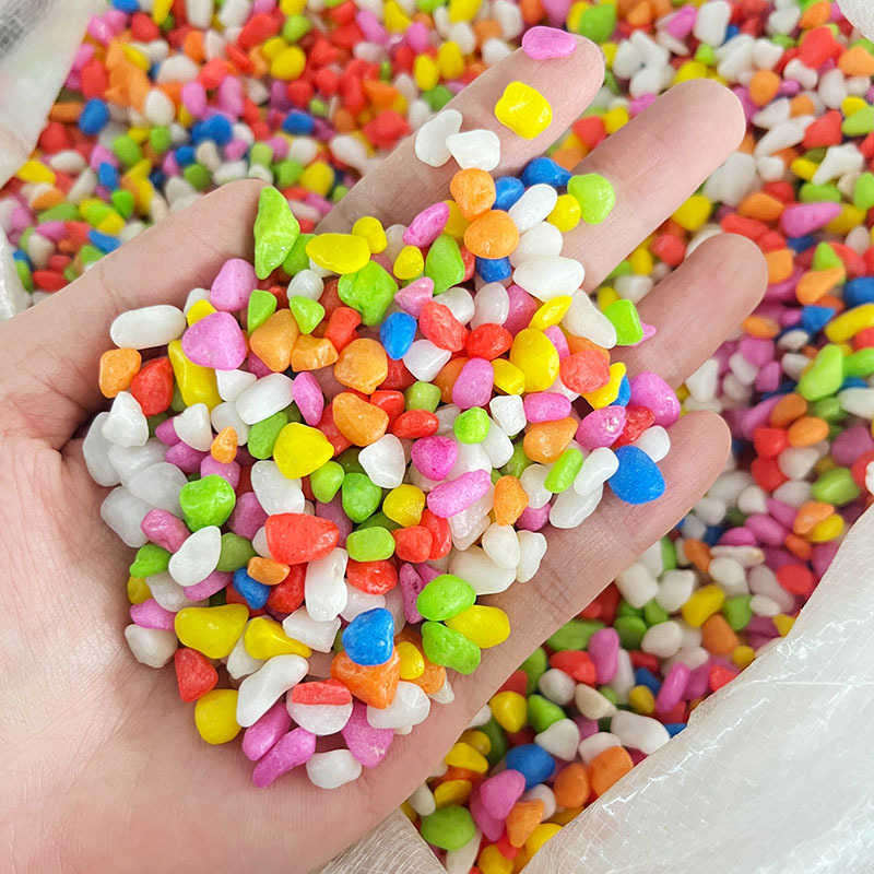 Colored stones, colored pebbles, potted plants, small colored stones, toys, five-color stones, landscape stones, colored pebbles, and artificial stones details Picture