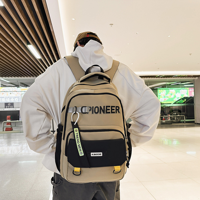 New foreign trade schoolbag for men, 2025 Korean version, ins, cool, multi-layered, sturdy and durable backpack for junior and senior high school students details Picture