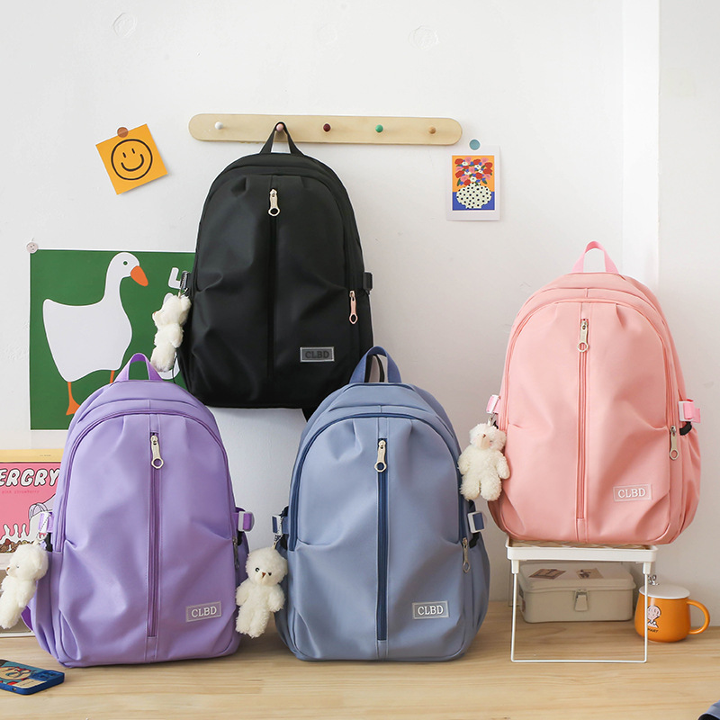 Five-piece set of schoolbag for girls on Instagram, Korean version for junior high school and senior high school, large-capacity, fresh and cute canvas backpack for girls full figure