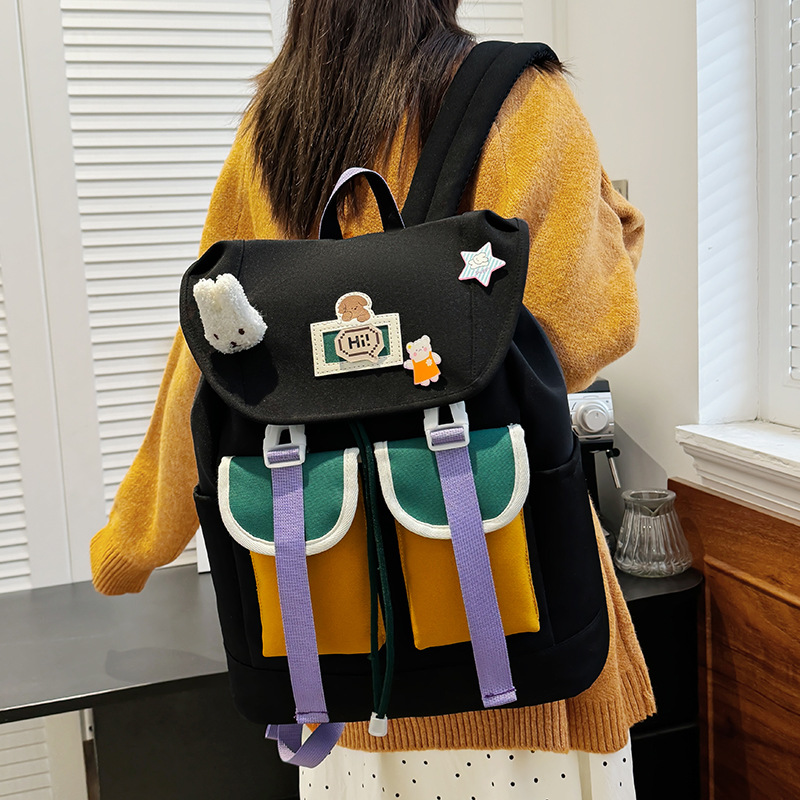 Outdoor children's backpacks for girls in contrasting colors, new large-capacity backpacks for primary school students going on trips, high appearance level schoolbags details Picture