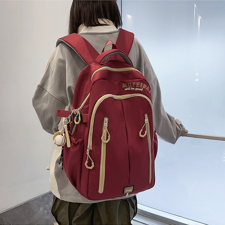 Korean student schoolbag 2025 Spring/Summer new contrasting color outdoor travel sports backpack, college style class backpack full figure