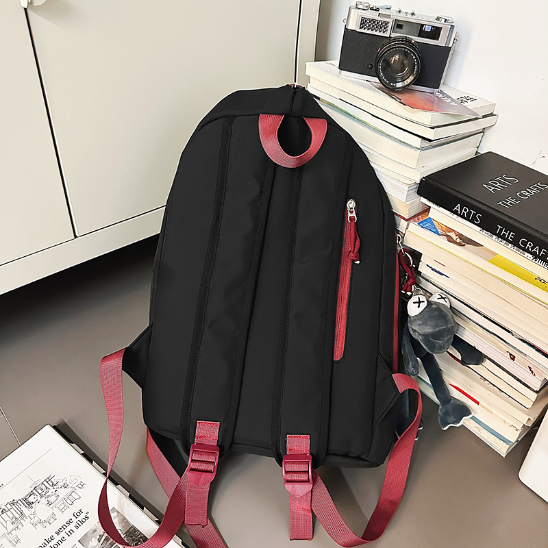 New high-appearance-level color-blocking trendy schoolbag for couples, casual, simple, lightweight, outdoor versatile, large-capacity backpack Specification drawing