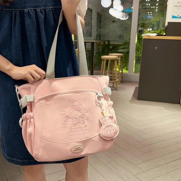 2025 New Japanese-style sweet girl shopping tote bag with large capacity and letter embroidery, a middle school student class tutorial bag Specification drawing