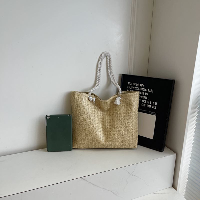 Trendy straw woven bag for women, 2025 new style handbag, casual and vacation beach bag, women's single-shoulder crossbody bag Specification drawing