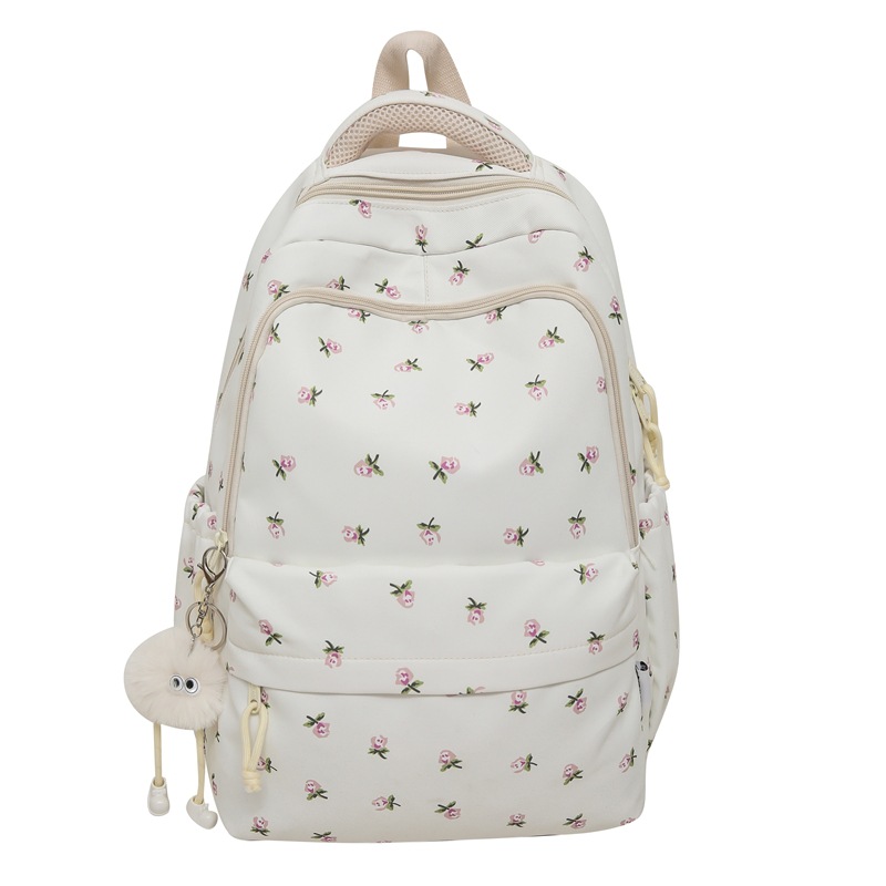 A new high-appeal, fresh and sweet floral backpack from Korean Instagram, a simple and large-capacity backpack for junior and senior high school students Item Picture