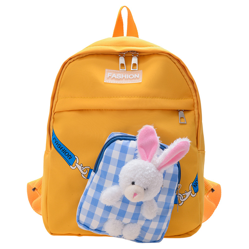 Children's backpack 2024 Winter New style Cute color-blocking checkered little rabbit backpack for medium and senior class kindergarten schoolbag Item Picture