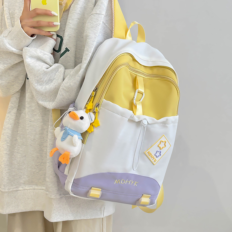 A new minimalist backpack with a Korean niche design, a versatile travel backpack, fresh and cute, and a large-capacity student schoolbag details Picture