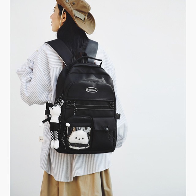New Japanese-style retro workwear schoolbags for junior high school students, large-capacity backpacks for men, trendy ins campus style backpacks for women details Picture