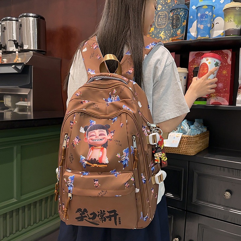 New cute student schoolbag for young girls, college style backpack, high appearance level, large capacity, cartoon cute pain bag, backpack details Picture