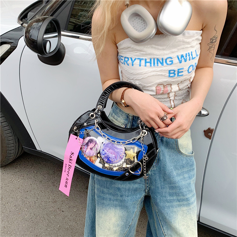 A new Korean-style niche design versatile underarm pain bag, a transparent student single-shoulder crossbody bag, and a versatile hot girl handbag full figure
