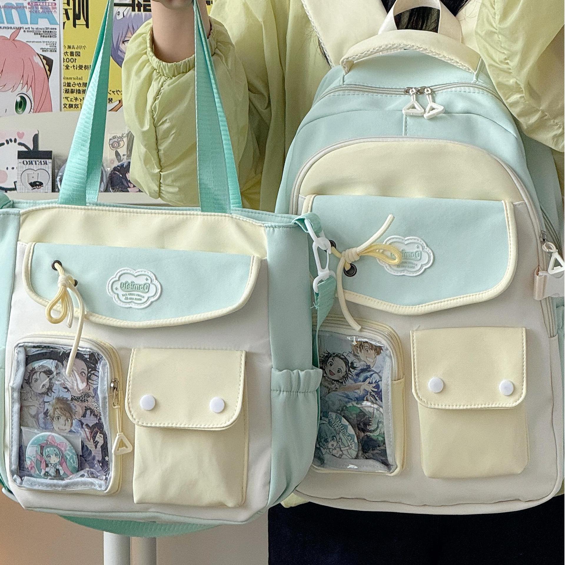 A new Korean-style ins bag for junior and senior high school students, with a high level of appearance, fresh and sweet, and a large-capacity backpack full figure
