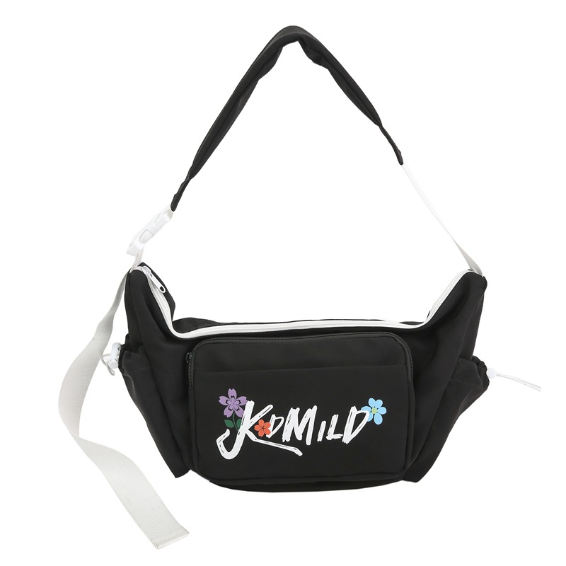 The new Korean-style ins high-look, cool letter crossbody bag is a simple and lightweight couple's solid color crossbody bag for shopping and traveling Item Picture