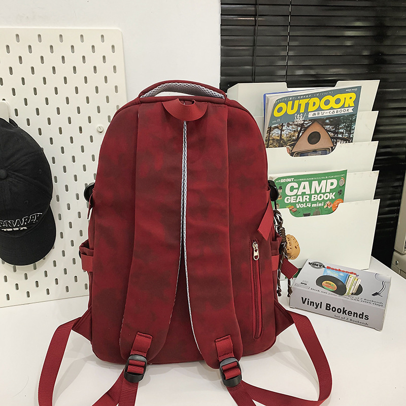 Large-capacity dark-patterned gradient color schoolbag for junior high school girls, high school and college students, light travel backpack for boys Specification drawing
