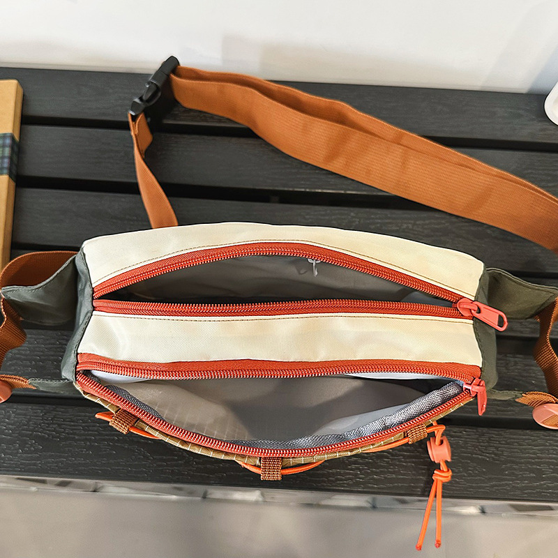2025 New style American retro crossbody bag, casual and versatile waist bag, personalized sporty chest bag, hiking and mountain climbing backpack Specification drawing