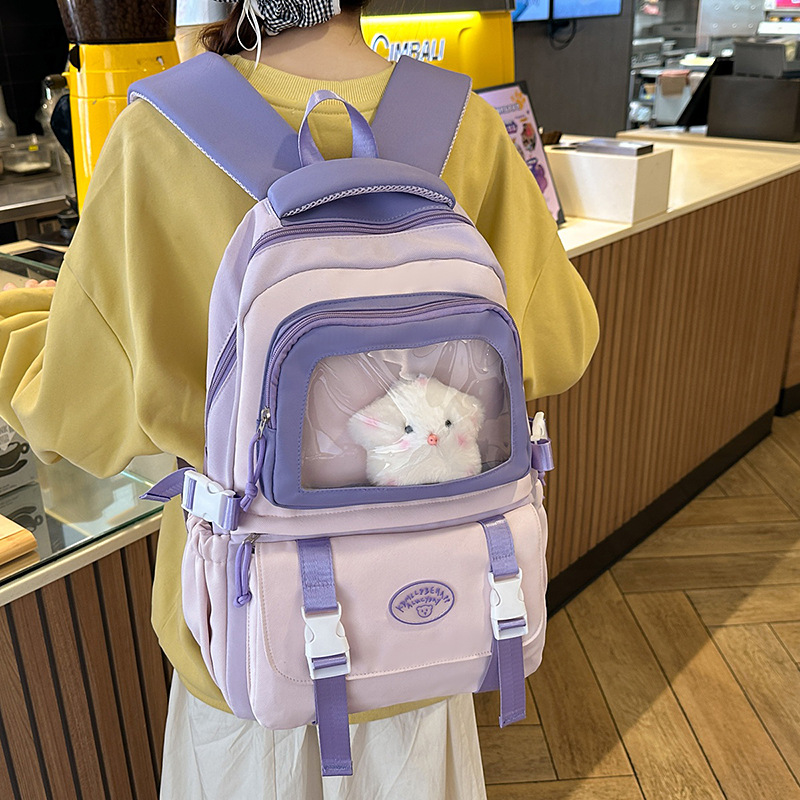 High appearance level, large capacity, cute pain pack, ice cream color contrast, sweet school style, multi-layered backpack for primary school students details Picture