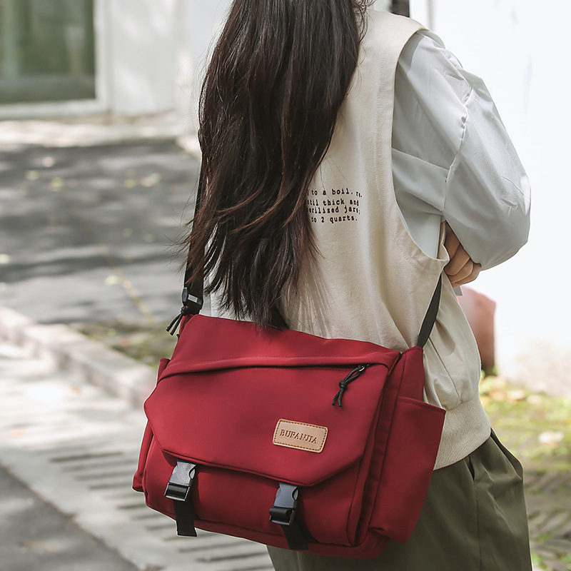 New Japanese-style ins minimalist backpack, casual and versatile single-shoulder bag, student class bag, large-capacity trendy brand messenger bag details Picture