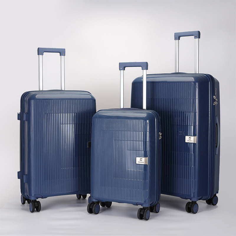 New cross-border PP luggage three-piece set, outdoor travel trolley case, swivel wheel travel case, PP trolley case full figure