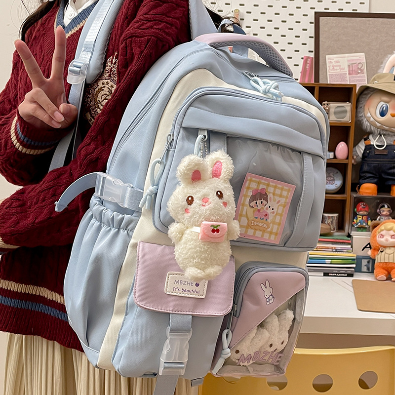 New high-quality, fresh, sweet and cute rabbit transparent pain-making bag for junior and senior high school students' spring outing backpack full figure