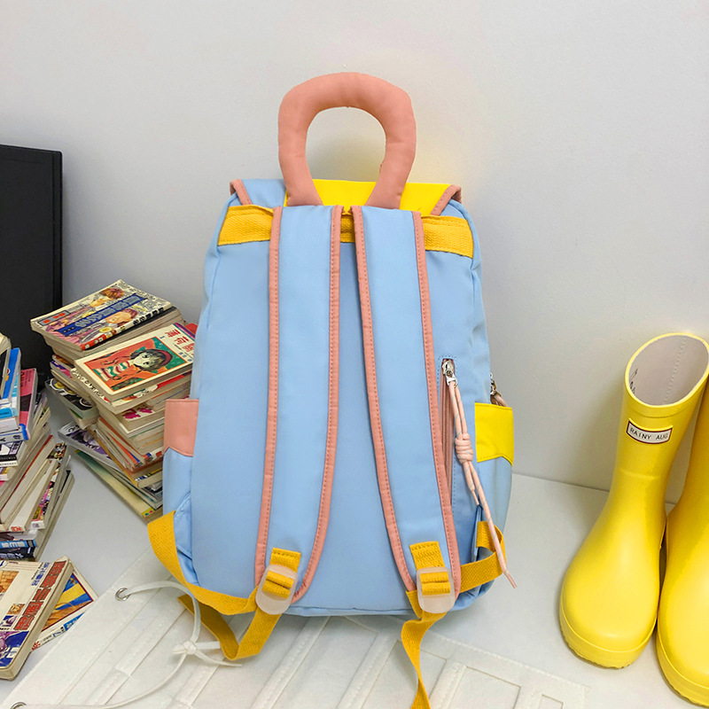 2023 New large-capacity backpack, cute backpack for junior and senior high school students, Korean-style color-blocking backpack for primary school students Specification drawing