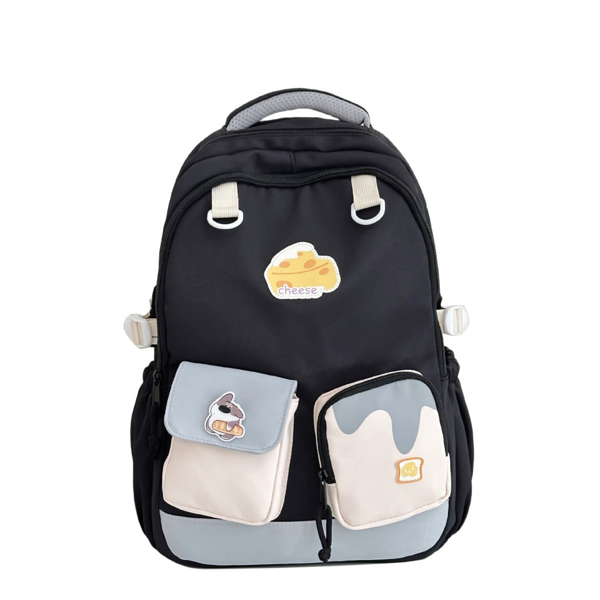 A new Japanese-style backpack with a high level of appearance, fresh and sweet dopamine, and a large-capacity backpack for junior and senior high school students with color blocking and splicing Item Picture
