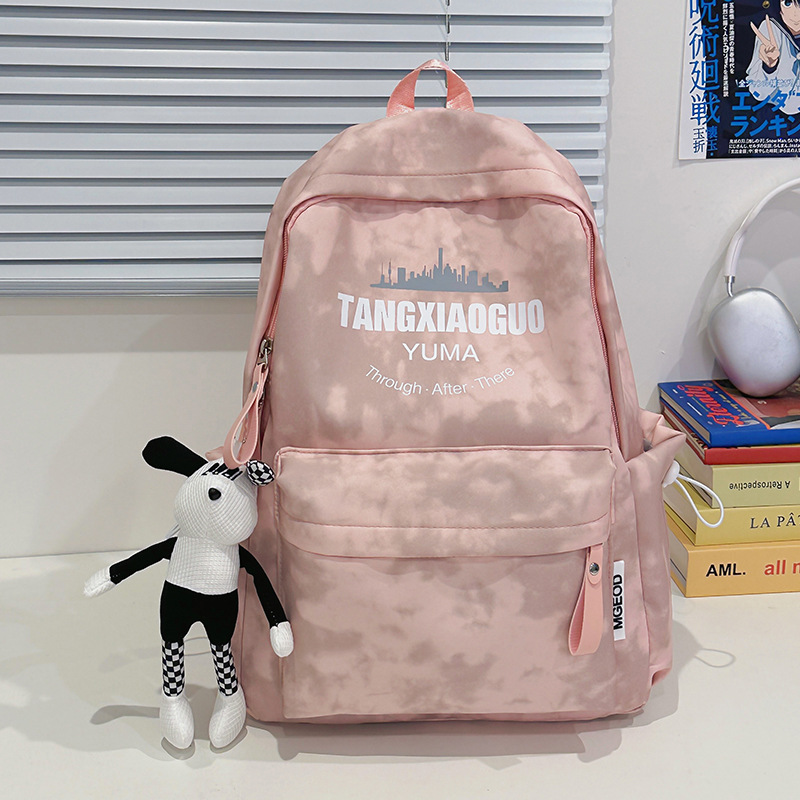 A simple, original and niche tie-dyed schoolbag designed for female college students on both shoulders. It is a versatile large-capacity backpack for women Specification drawing