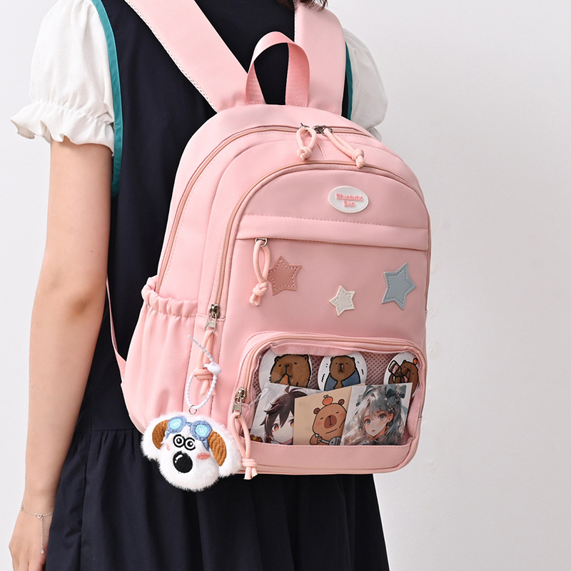 A new high-appearance-level, fresh and cute "smug pain bag" from the Korean version of Instagram, a lightweight backpack for junior and senior high school students full figure
