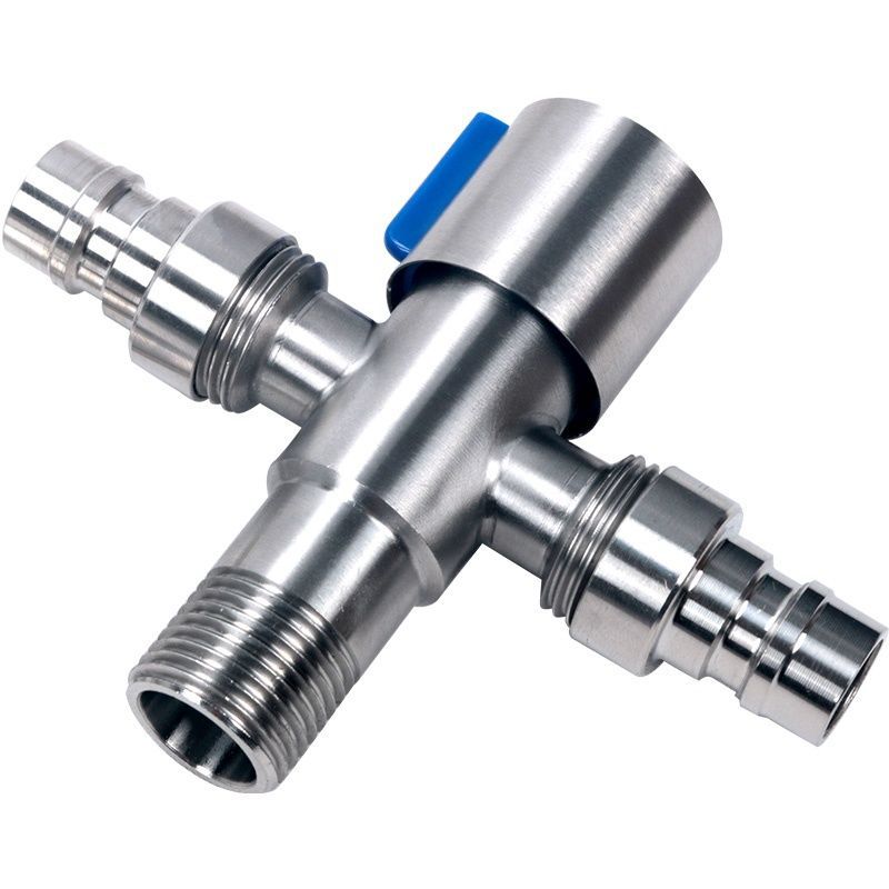 304 stainless steel Angle valve toilet, double water outlet distributor, one inlet and two outlets, three-way Angle valve washing machine faucet Item Picture