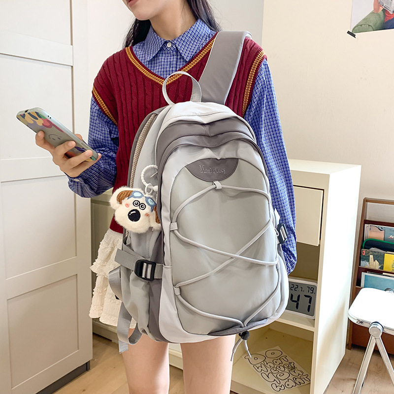 Korean-style schoolbags for girls in high school, high aesthetic standards, Instagram niche color-blocking backpacks for junior high school girls and college students, travel backpacks details Picture