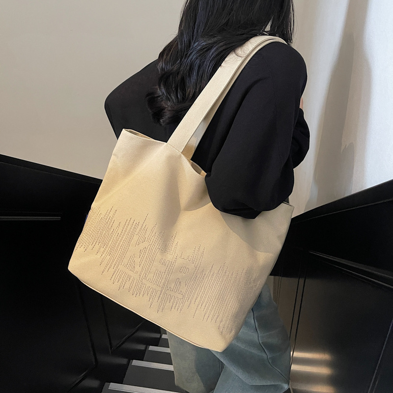 New large-capacity casual single-shoulder bag, versatile and fashionable underarm bag, simple and retro, beautiful commuting tote bag for going out details Picture