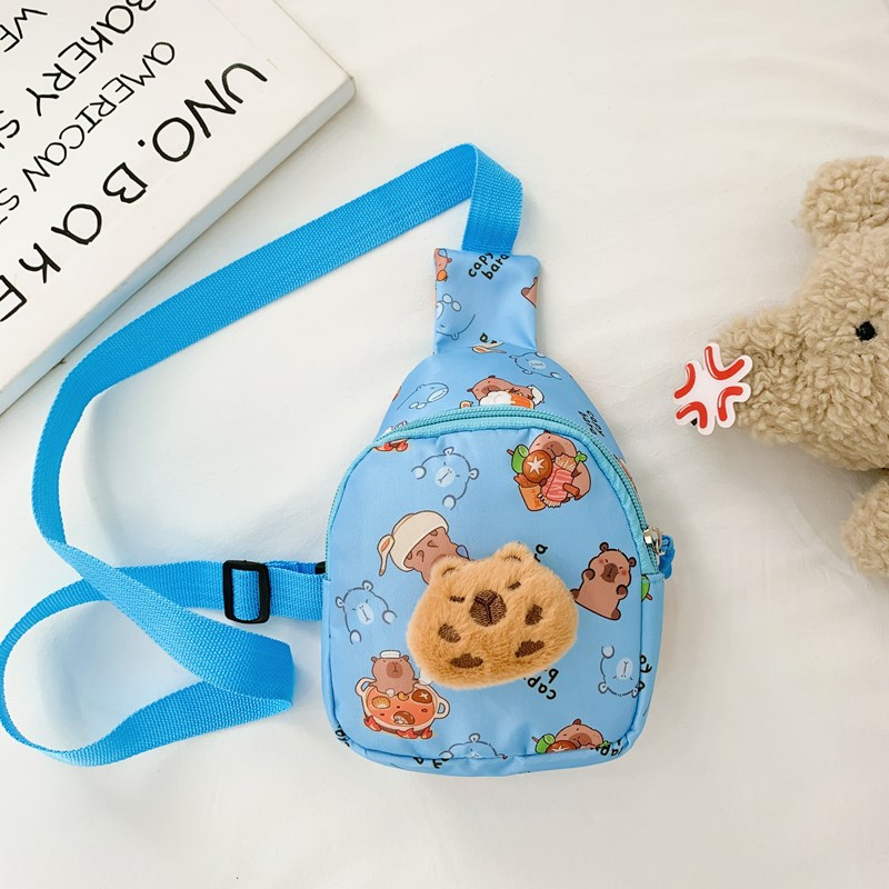 Cute Capibara plush toy baby crossbody bag for boys and girls in Japanese style, 2025 new children's small bag Specification drawing