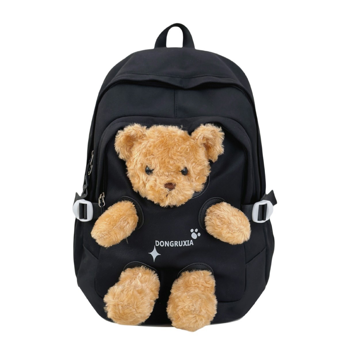 Cute cartoon casual schoolbag, plush toy doll, backpack for girls, junior high school and senior high school students, travel backpack Item Picture