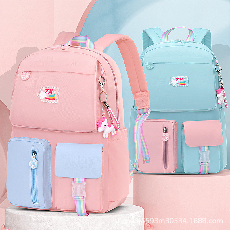 New large-capacity multi-functional backpacks for girls from grades one, two, three to six, featuring a refrigerator style full figure