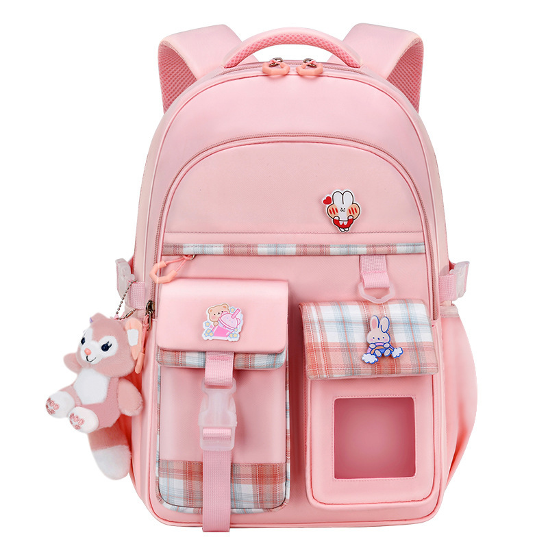 New high-appearance-level, large-capacity back-protecting backpack for girls and children, a weight-reducing backpack for girls Item Picture