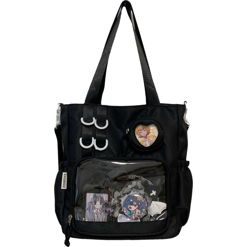 College-style versatile, simple, large-capacity classroom book bag, messenger bag for girls, transparent, slung shoulder, crossbody bag for kids, pain bag Item Picture