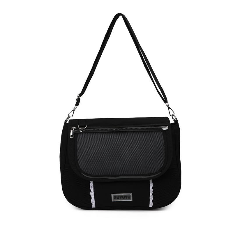 2D single-shoulder crossbody pain bag, large-capacity flip-top millet bag, messenger bag, Japanese-style transparent commuting and after-school schoolbag Item Picture